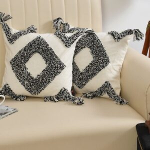 Tarisa Sofa Cushion Cover Cotton | Cushion Covers 16 inch x 16 inch Black Diamond
