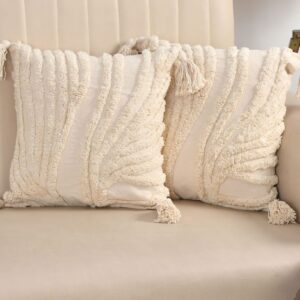 Tarisa Sofa Cushion Cover Cotton | Cushion Covers 16 inch x 16 inch Natural