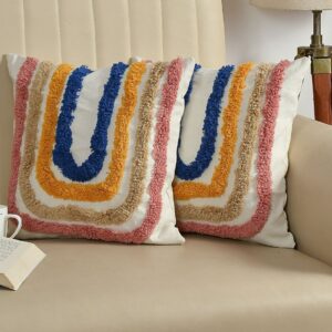 Tarisa Sofa Cushion Cover Cotton | Cushion Covers 16 inch x 16 inch Rainbow