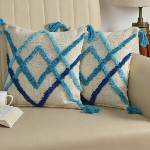 Tarisa Sofa Cushion Cover Cotton | Cushion Covers 16 inch x 16 inch Slug Double Diamond
