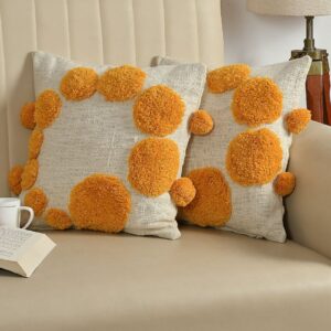 Tarisa Sofa Cushion Cover Cotton | Cushion Covers 16 inch x 16 inch Yellow Circle