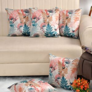 Tarisa Velvet Throw Pillow Covers Printed 16 x 16 Inch | Pack of 5 |